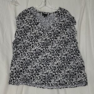 JNY Jones New York Blouse V-Neck Floral Print Ruffle‎ Sleeve Top 3X
